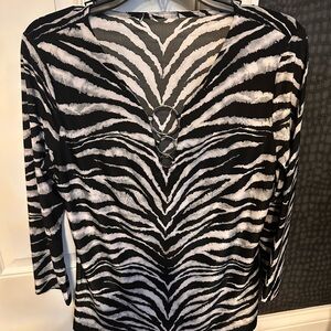 Zebra Print V-Neck Top